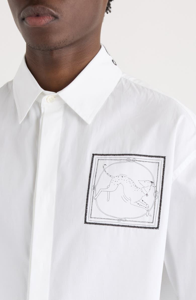 Jacquemus La Chemise Simon Dog Patch Button-Up Shirt, Alternate, color, Patch Dog White/ Black