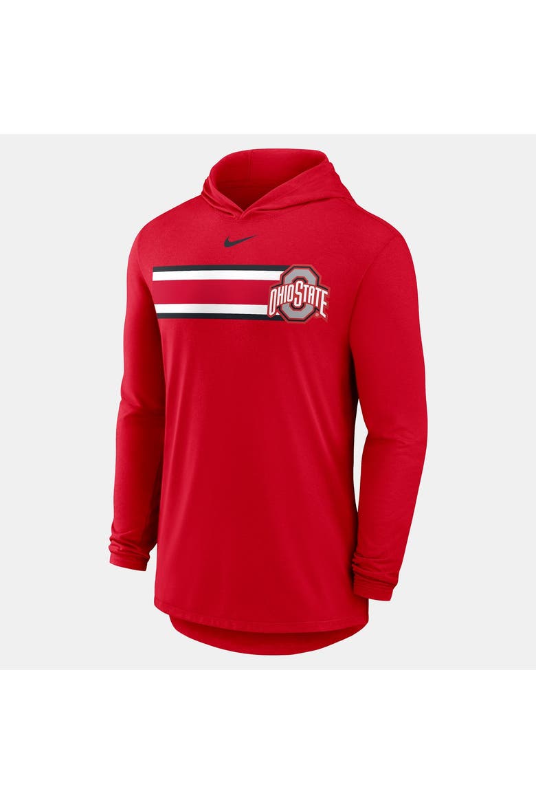 Men's Nike Scarlet Ohio State Buckeyes Primetime Pattern Tri-Blend Dri-FIT Long Sleeve Hooded T-Shirt, Alternate, color, Scarlet