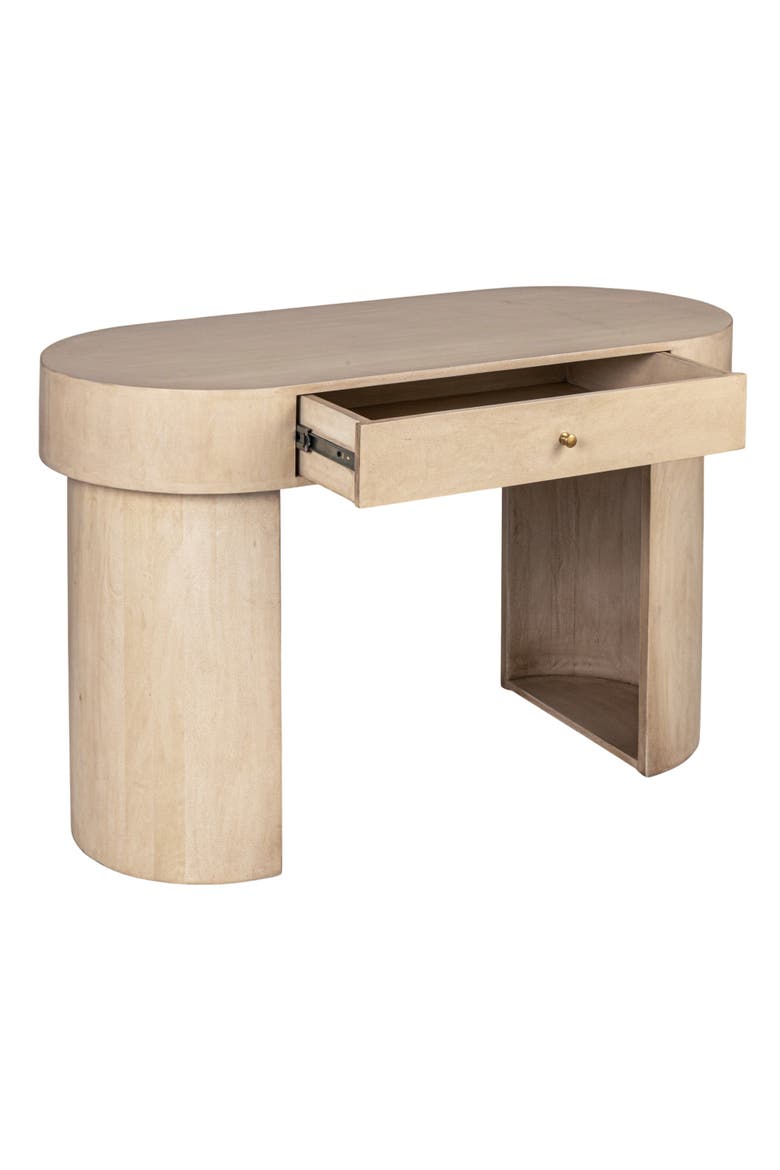 Oval Desk with Drawer, Alternate, color, White