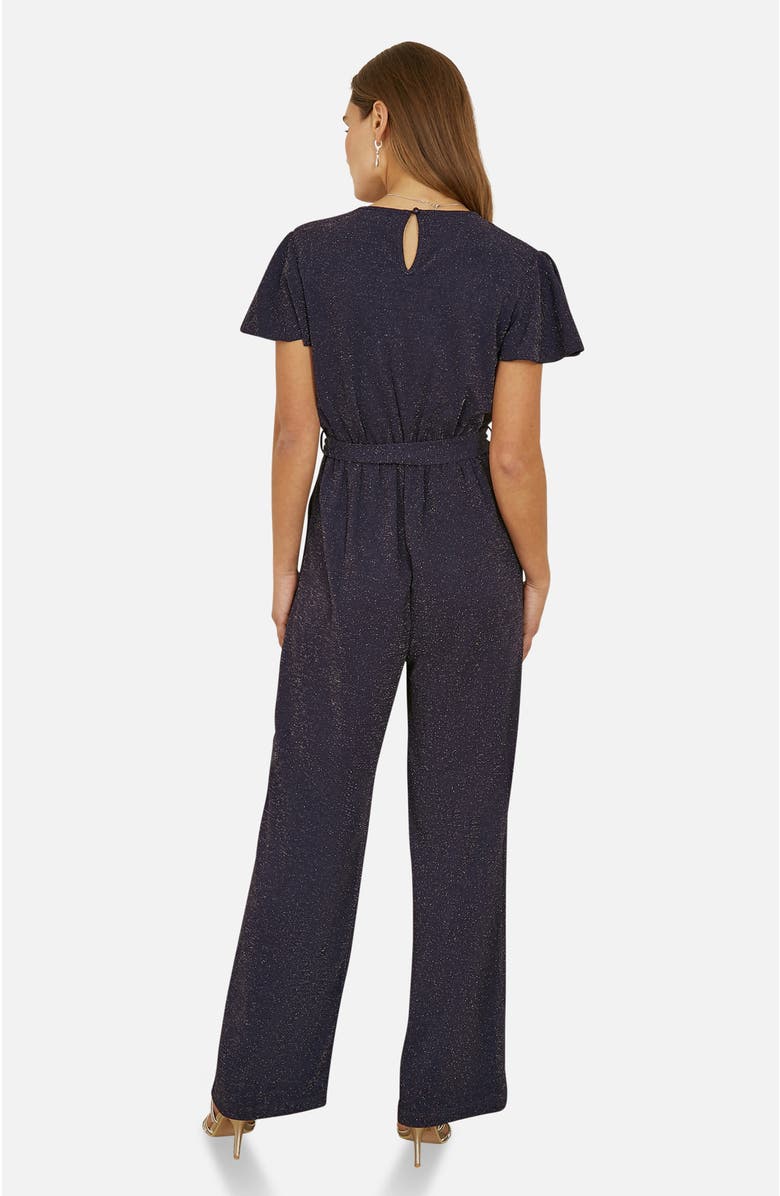 Yumi Sparkle Stretch Wrap Over Jumpsuit, Alternate, color, Navy