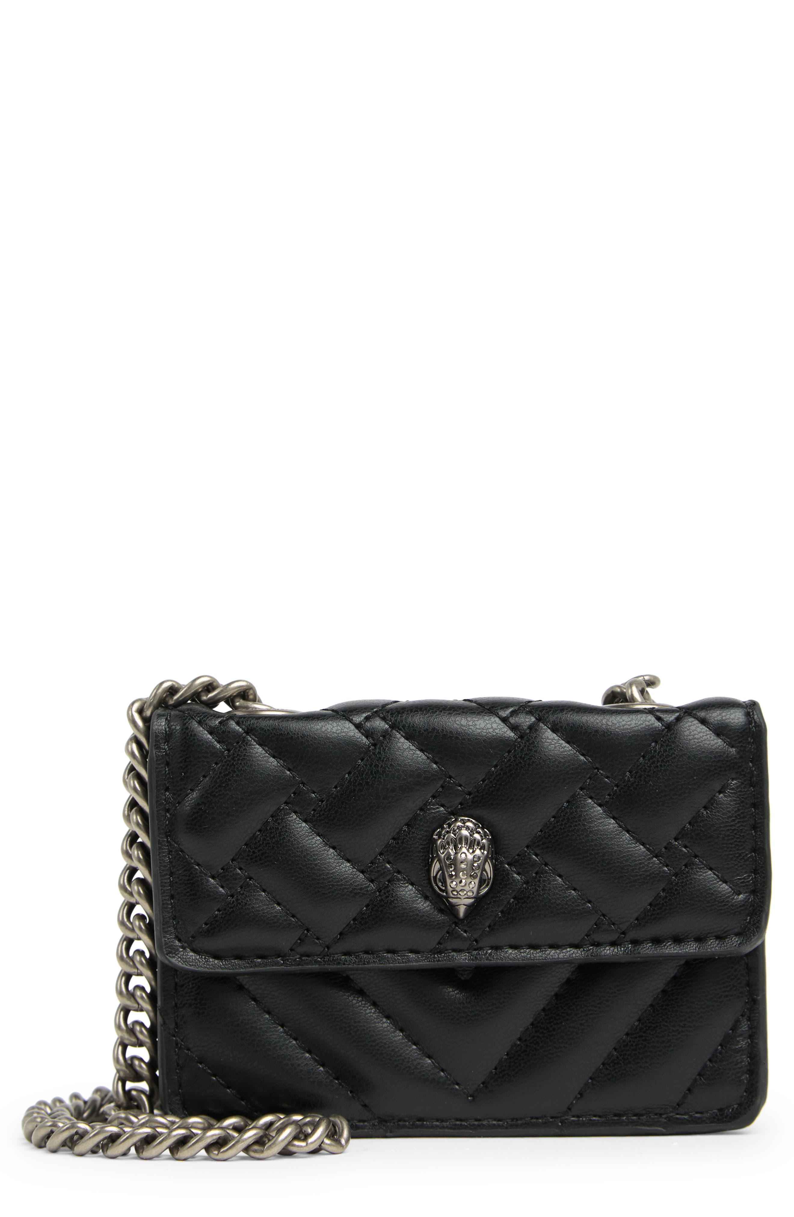 Kurt Geiger London Micro Kensington Faux Leather Crossbody Bag, Main, color, Black