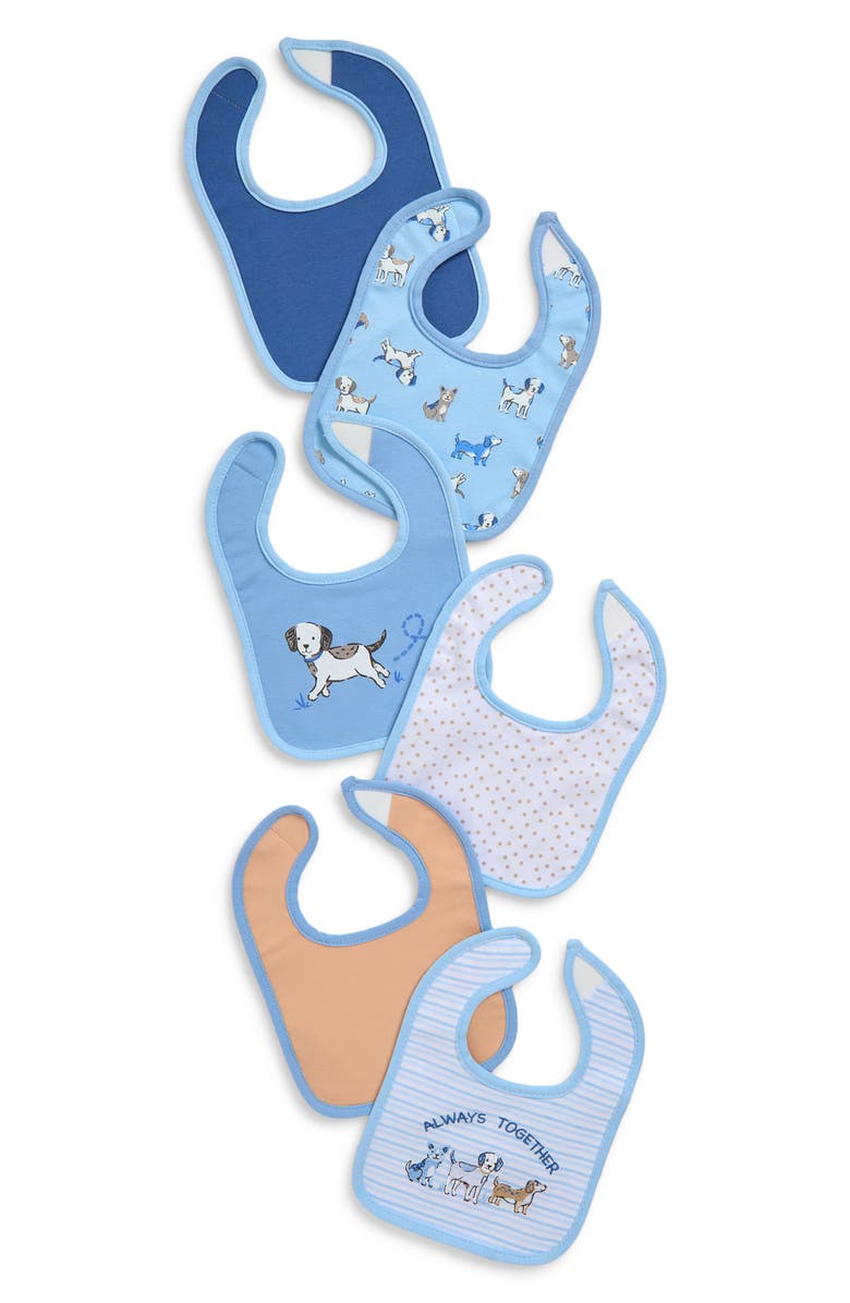 Little Me 6-Pack Assorted Puppy Bibs, Main, color, Blue