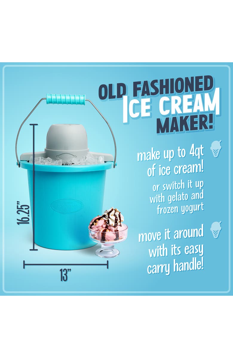 Nostalgia Electrics PICM4BG 4-Quart Electric Ice Cream Maker, Alternate, color, Blue