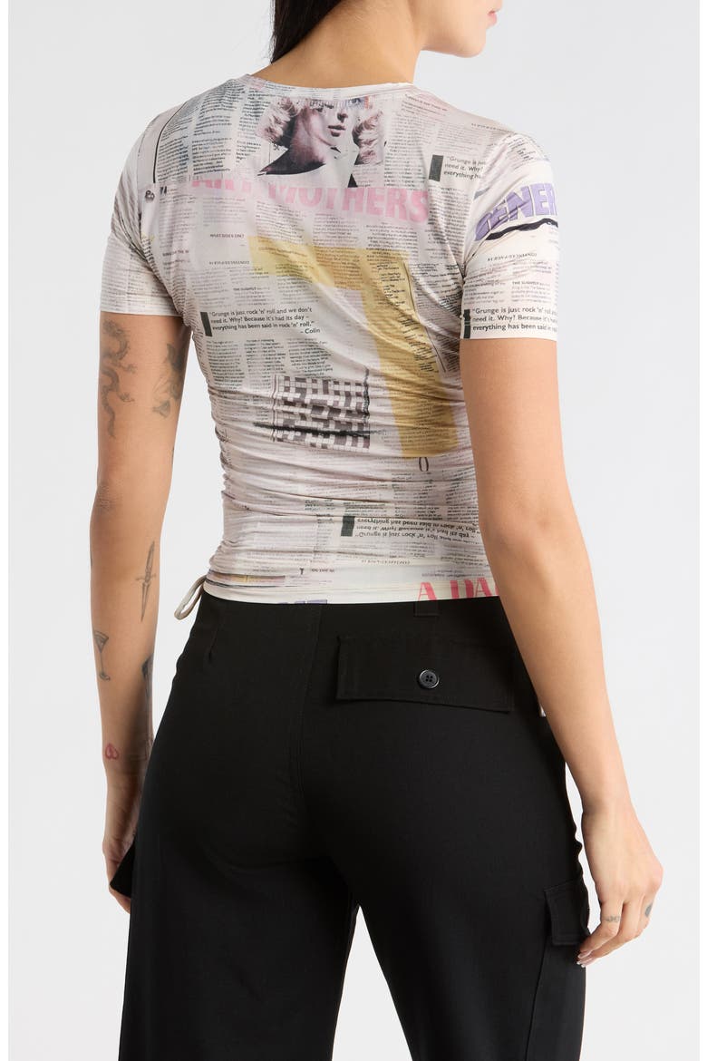 Graphic Side Tie T-Shirt, Alternate, color, LIGHT BEIGE
