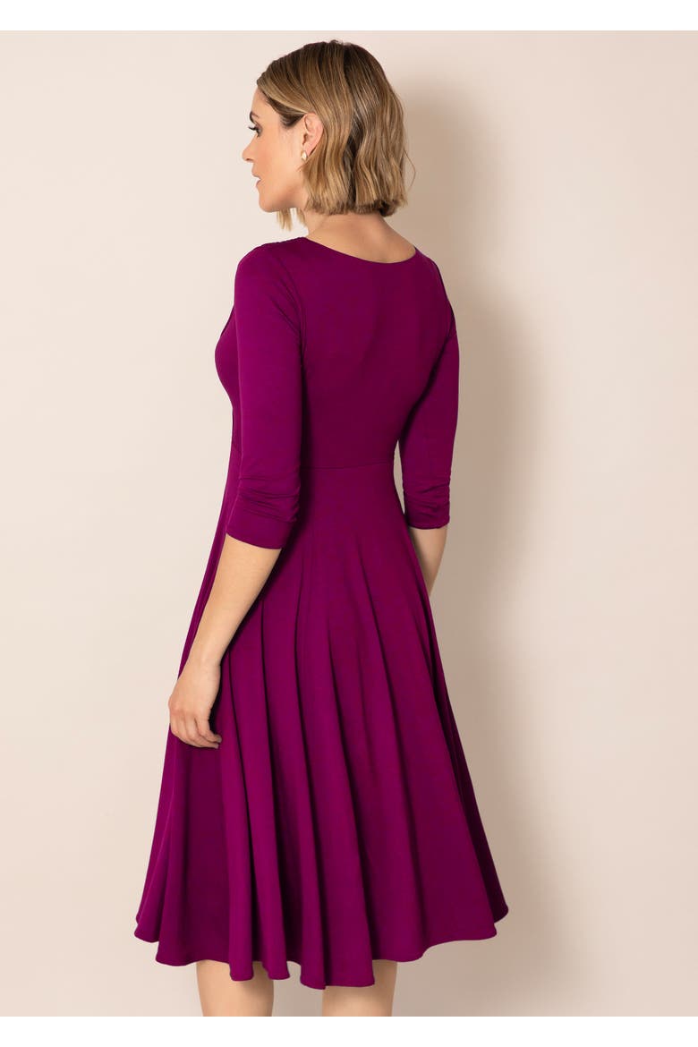 Annie Fit-Flare Midi Dress, Alternate, color, Plum Wine