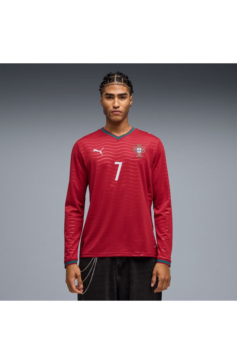 PUMA Men's Puma Cristiano Ronaldo Red Portugal National Team 2026 Home Replica Long Sleeve Jersey, Main, color, Red