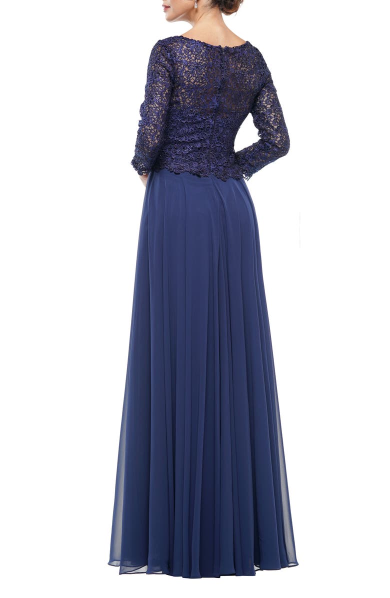 MARSONI Guipure Lace & Chiffon A-Line Gown, Alternate, color, 