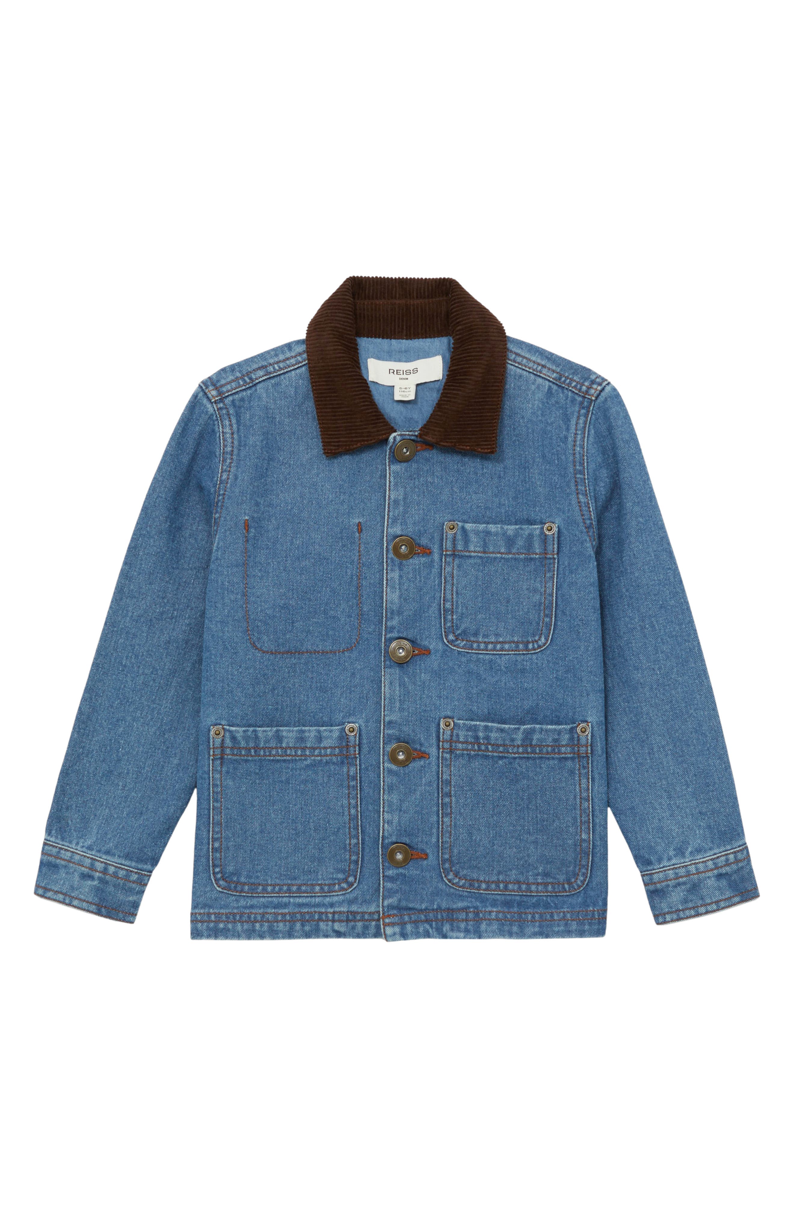 Reiss Kids' Herman Cotton Denim Chore Coat
