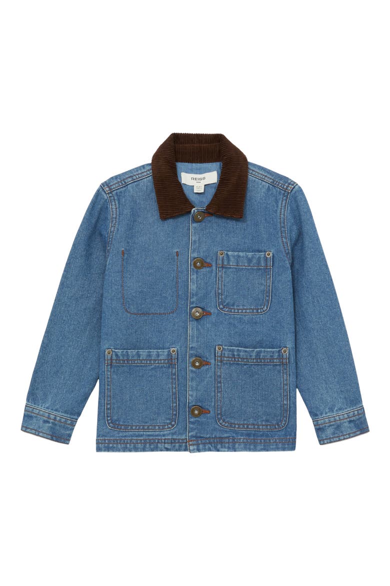 Kids' Herman Cotton Denim Chore Coat, Main, color, MID BLUE
