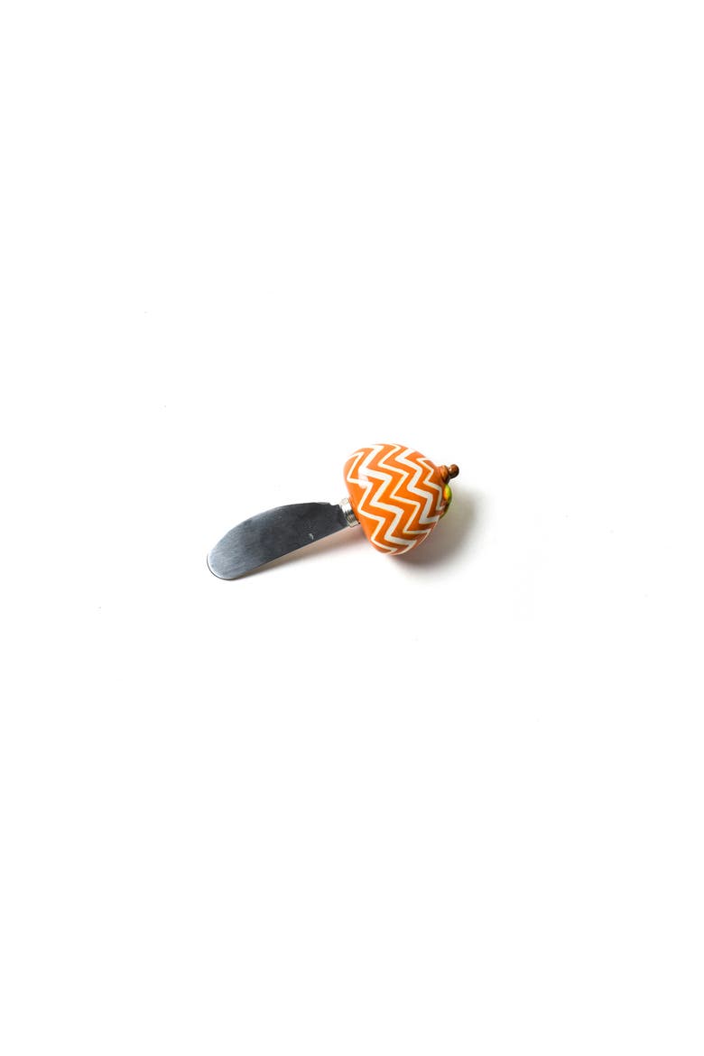 Chevron Pumpkin Appetizer Spreader, Alternate, color, Orange