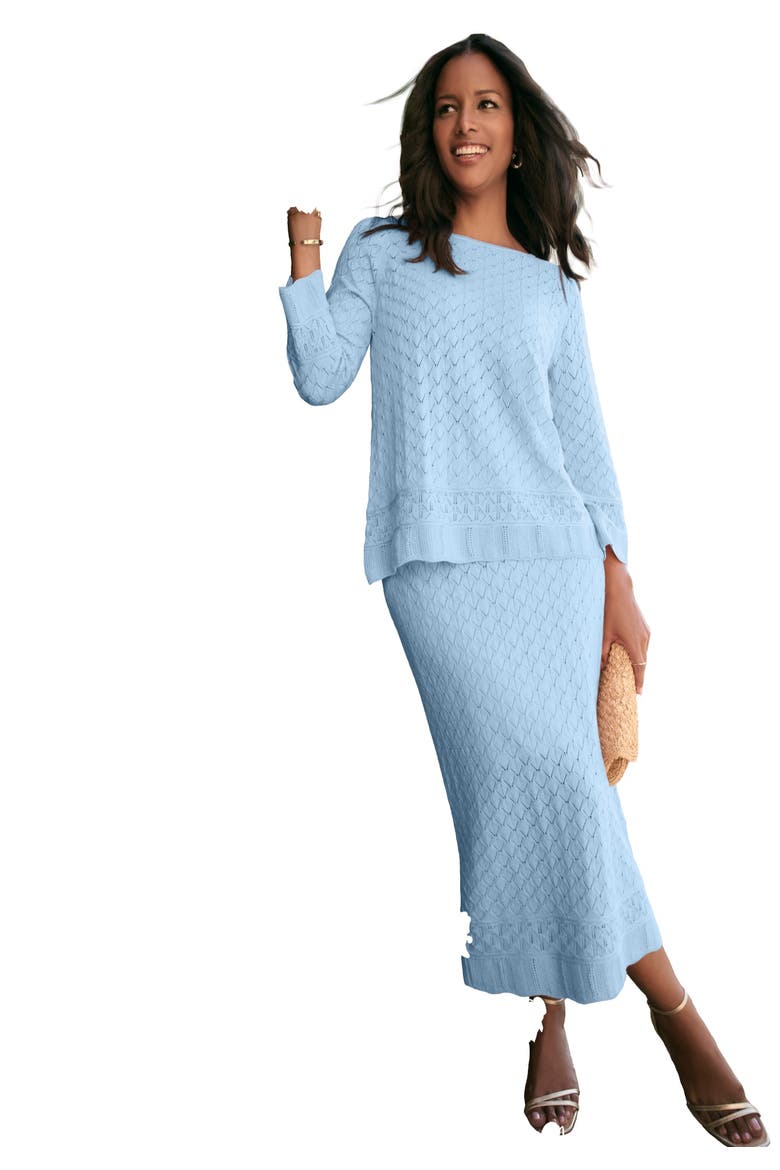 Soft Pointelle Sweater, Main, color, SOFT BLUE