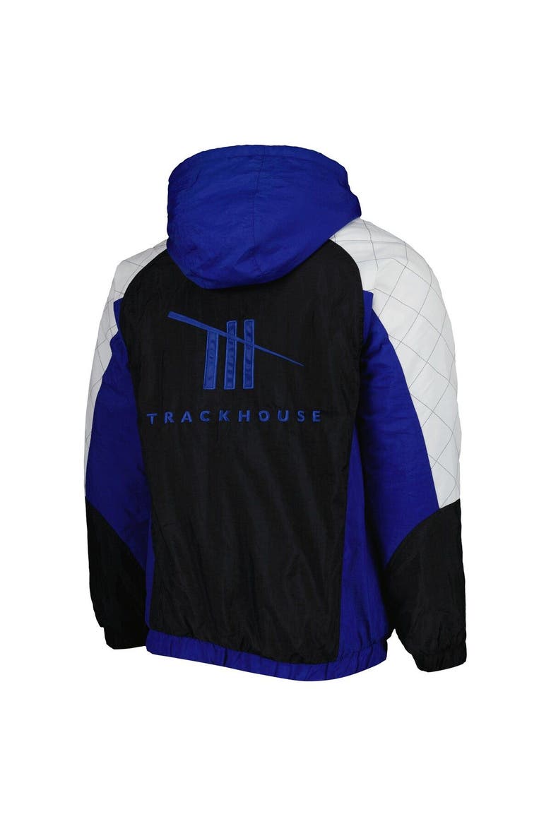 Men's Starter Blue/Black TRACKHOUSE RACING The Body Check Half-Snap Pullover Jacket, Alternate, color, Blue