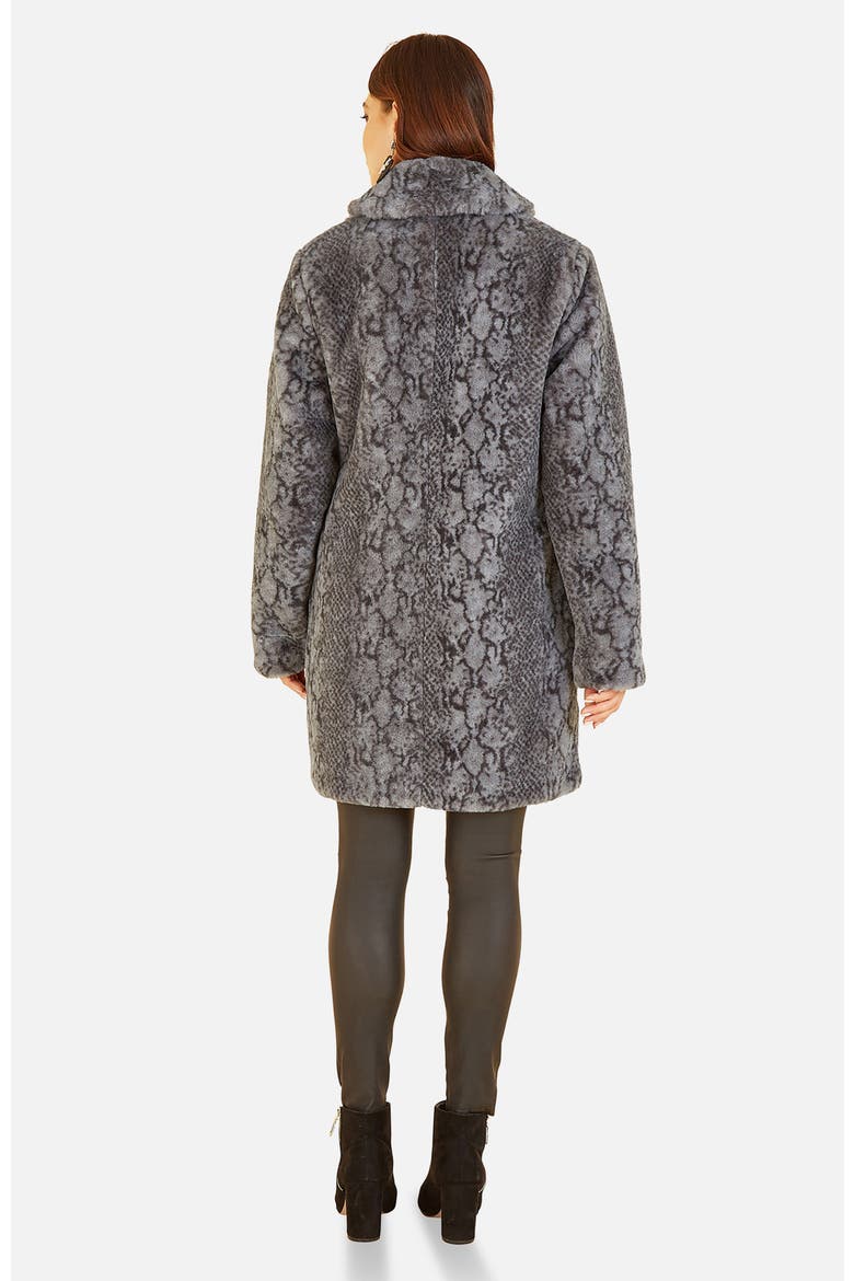 Snakeskin Print Faux Fur Coat, Alternate, color, Grey