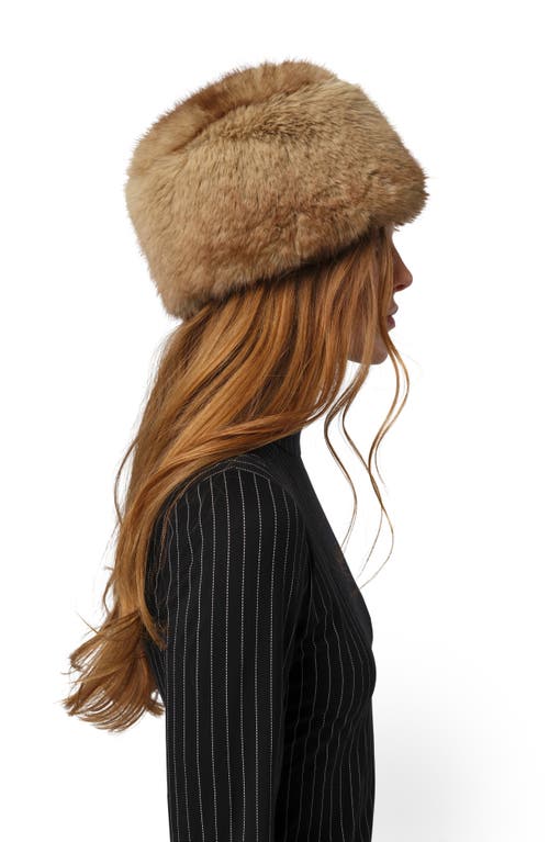 Apparis Margot Faux Fur Pillbox Hat In Brown