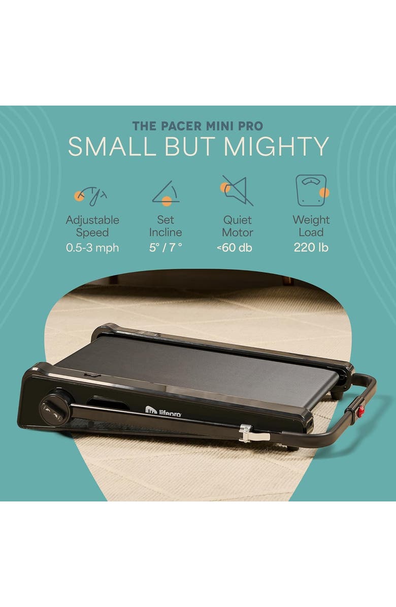 Lifepro Mini Walking Pad Treadmill with Incline Compact Under Desk Treadmill for Home & Office, Alternate, color, Black With Handle