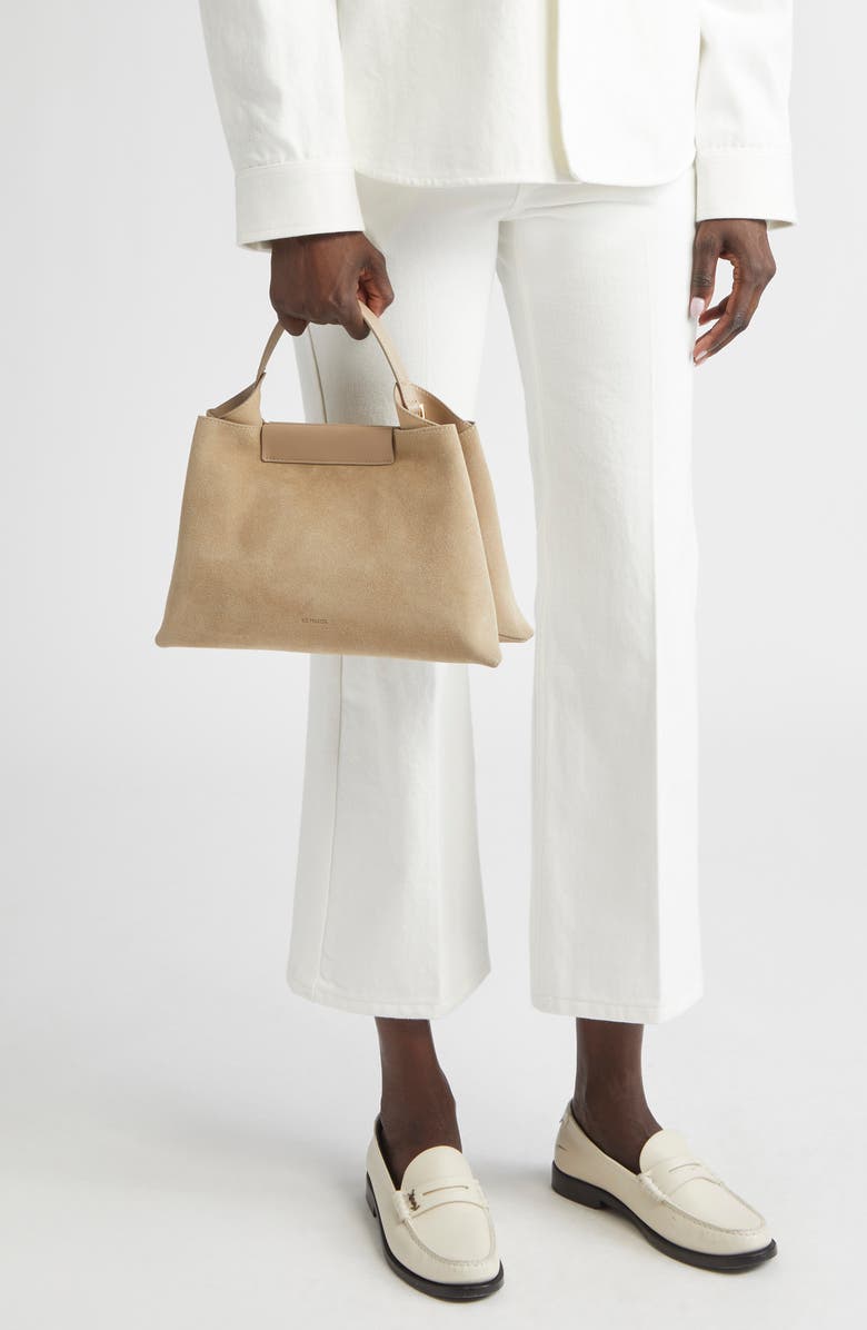 Ree Projects Medium Elieze Suede Top Handle Bag, Alternate, color, Sandstone