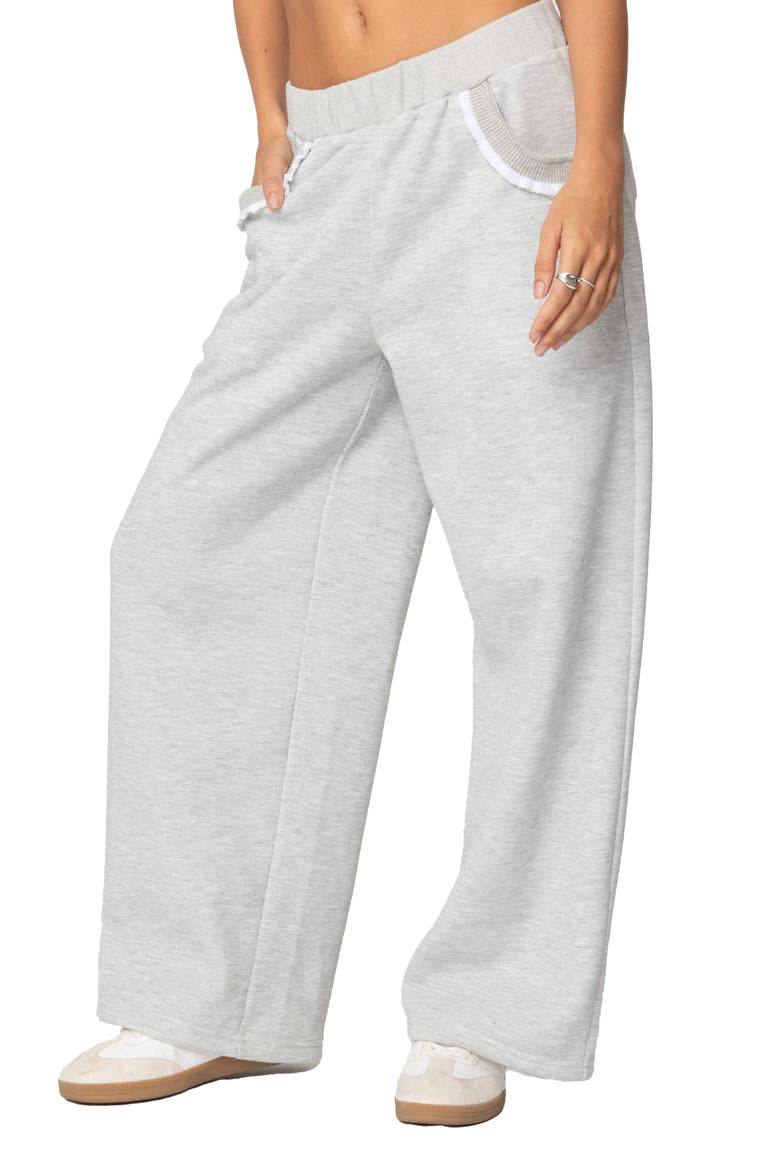 Ashtin Ruffle Trim Sweatpants, Main, color, GRAY-MELANGE