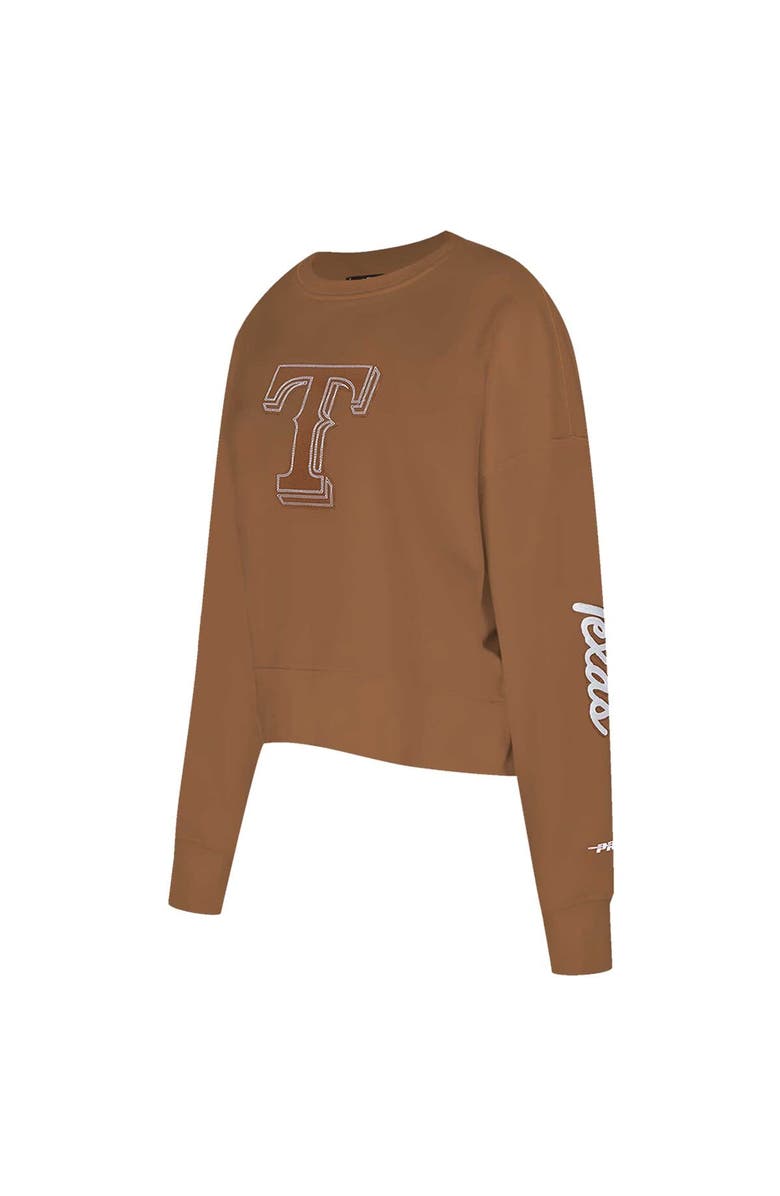 PRO STANDARD Women's Pro Standard Brown Texas Rangers Paint The City Pullover Cropped Sweatshirt, Alternate, color, Brown