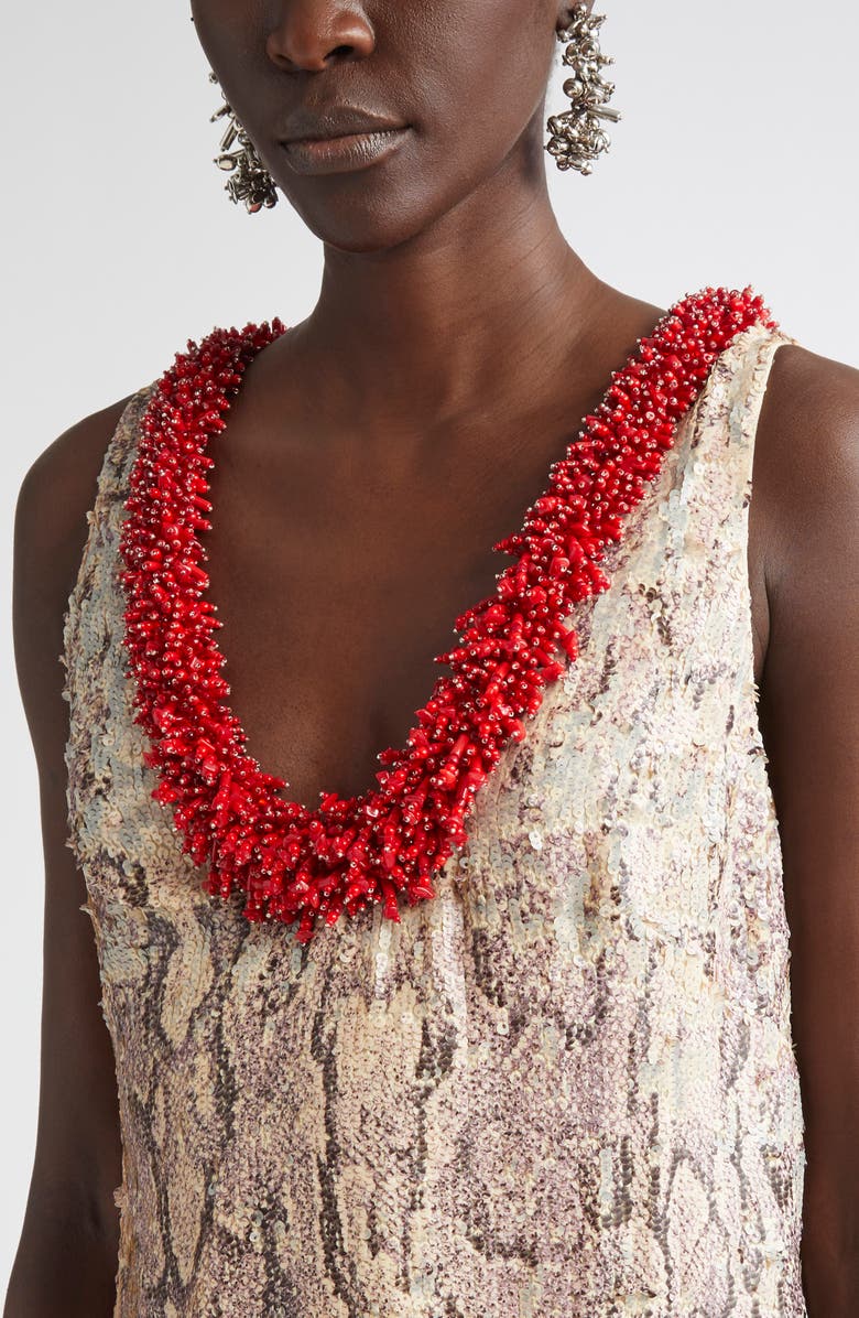 Dries Van Noten Debis Snakeskin Print Sequin Dress, Alternate, color, 