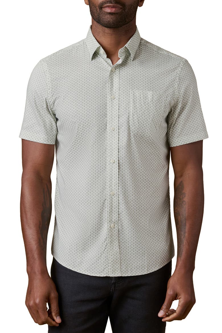 Movement Short Sleeve Button-Up Shirt, Main, color, SAGE SCALLOP SHELL