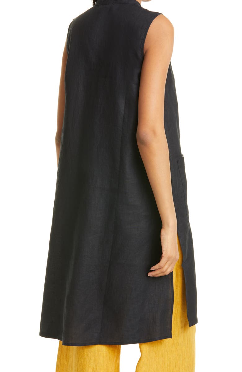 Eileen Fisher Mandarin Collar Sleeveless Organic Linen Tunic Dress, Alternate, color,