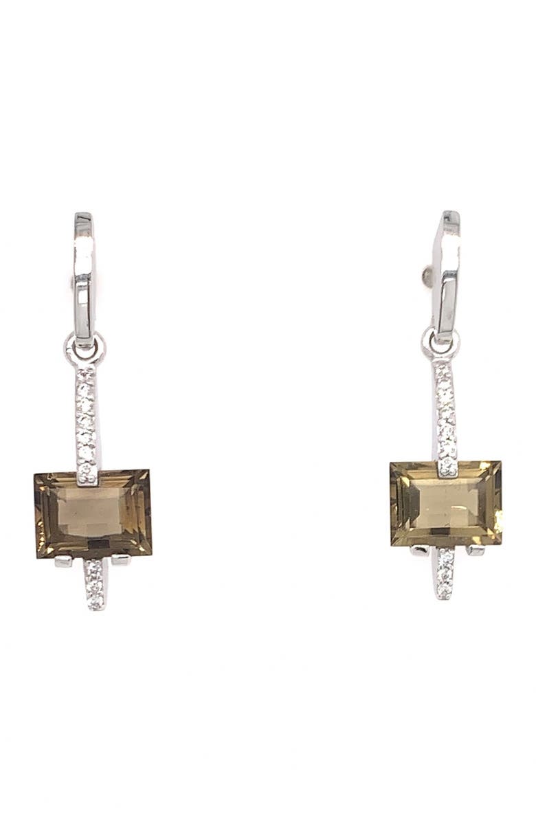 Breuning 14K White Gold Smoky Quartz & Diamond Drop Earrings - 0.11ct., Main, color,