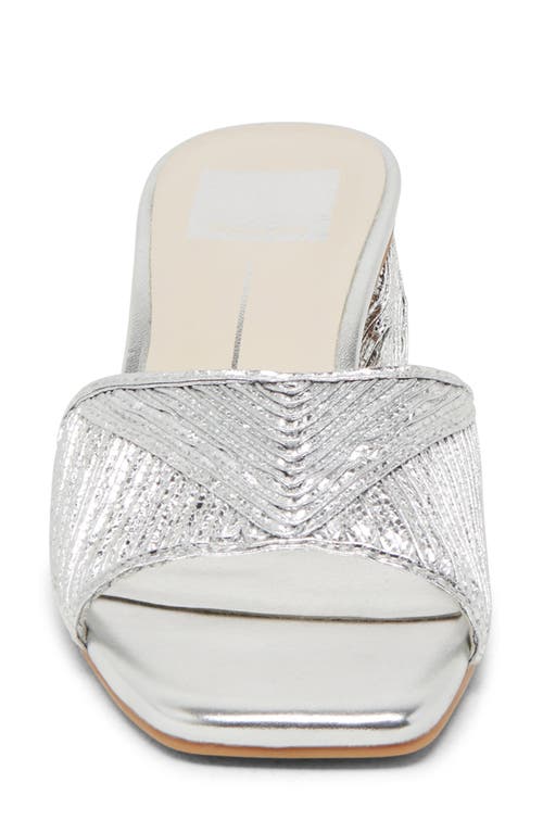 Dolce Vita Briton Deco Block Heel Sandal In Silver Metallic Woven