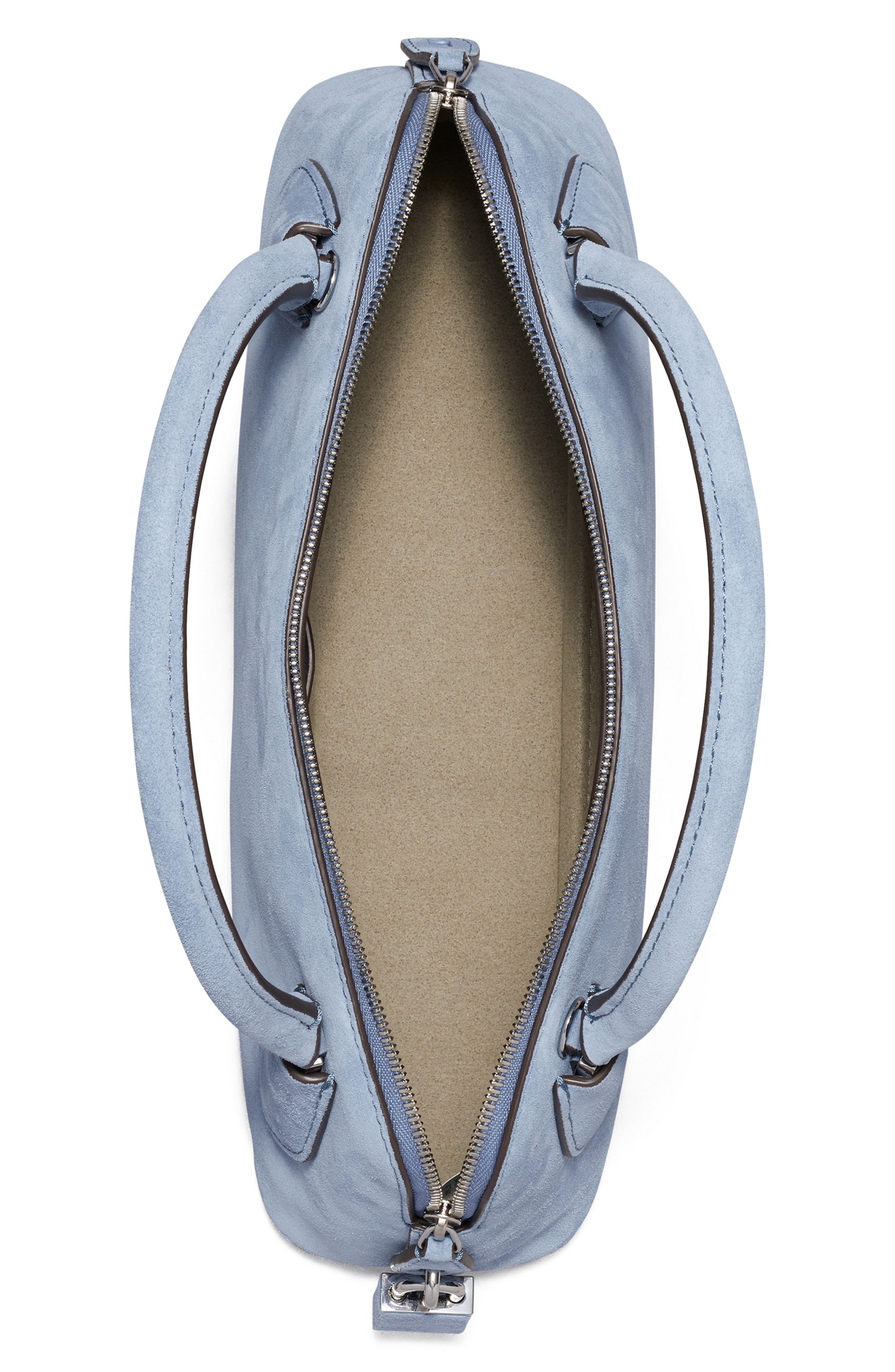 Lock Suede Top Handle Bag, Alternate, color, STEEL BLUE