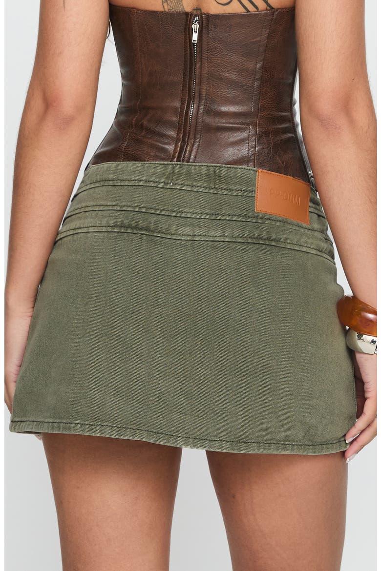 Generous Faux Wrap Denim Skort, Alternate, color, WASHED KHAKI