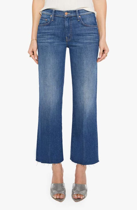 The Mid Rise Rambler Flood Fray Straight Leg Jeans