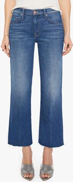 MOTHER The Mid Rise Rambler Flood Fray Straight Leg Jeans