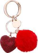 Nina C-Love Pompom & Crystal Heart Bag Charm