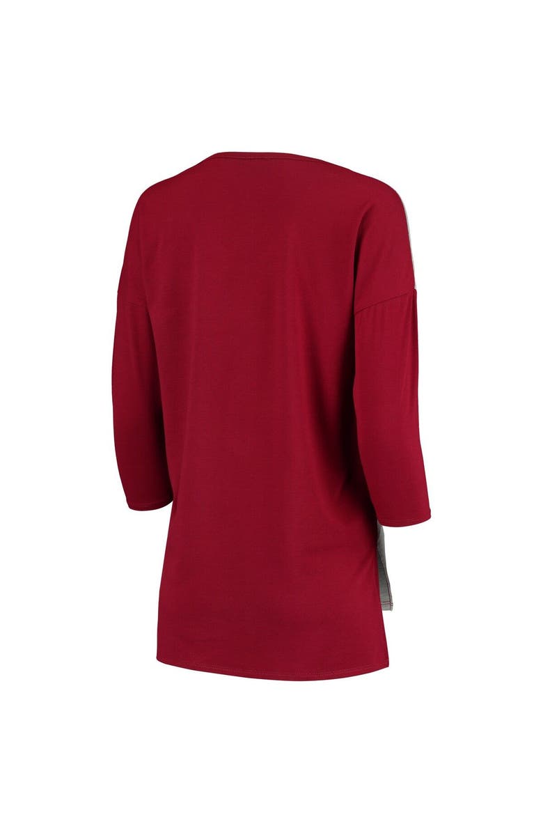 GAMEDAY COUTURE Women's Heathered Gray Cleveland Cavaliers Meet Your Match Colorblock 3/4-Sleeve Tri-Blend V-Neck T-Shirt, Alternate, color, 