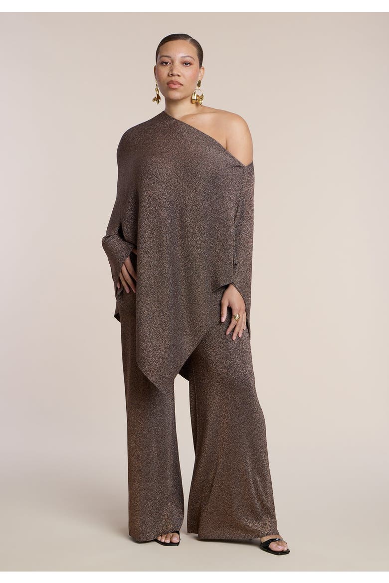 Shimmer Knit Wide Leg Sweater Pant, Alternate, color, BURNISHED GOLD