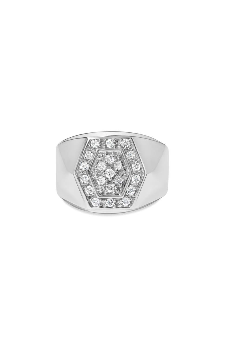 Haus of Brilliance Men's Silver 1/2 Cttw Multi-Diamond Hexagon Frame Ring, Main, color, Silver