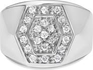 Haus of Brilliance Men's Silver 1/2 Cttw Multi-Diamond Hexagon Frame Ring