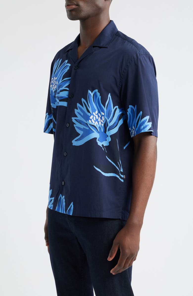 BOSS Lars Floral Camp Shirt, Alternate, color, Dark Blue