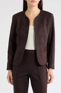 AK ANNE KLEIN Kissing Front Scuba Faux Suede Jacket