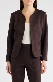 AK ANNE KLEIN Kissing Front Scuba Faux Suede Jacket