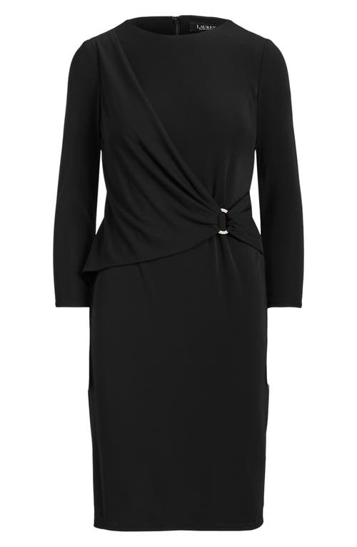 Ralph Lauren Long Sleeve Matte Jersey Dress In Black