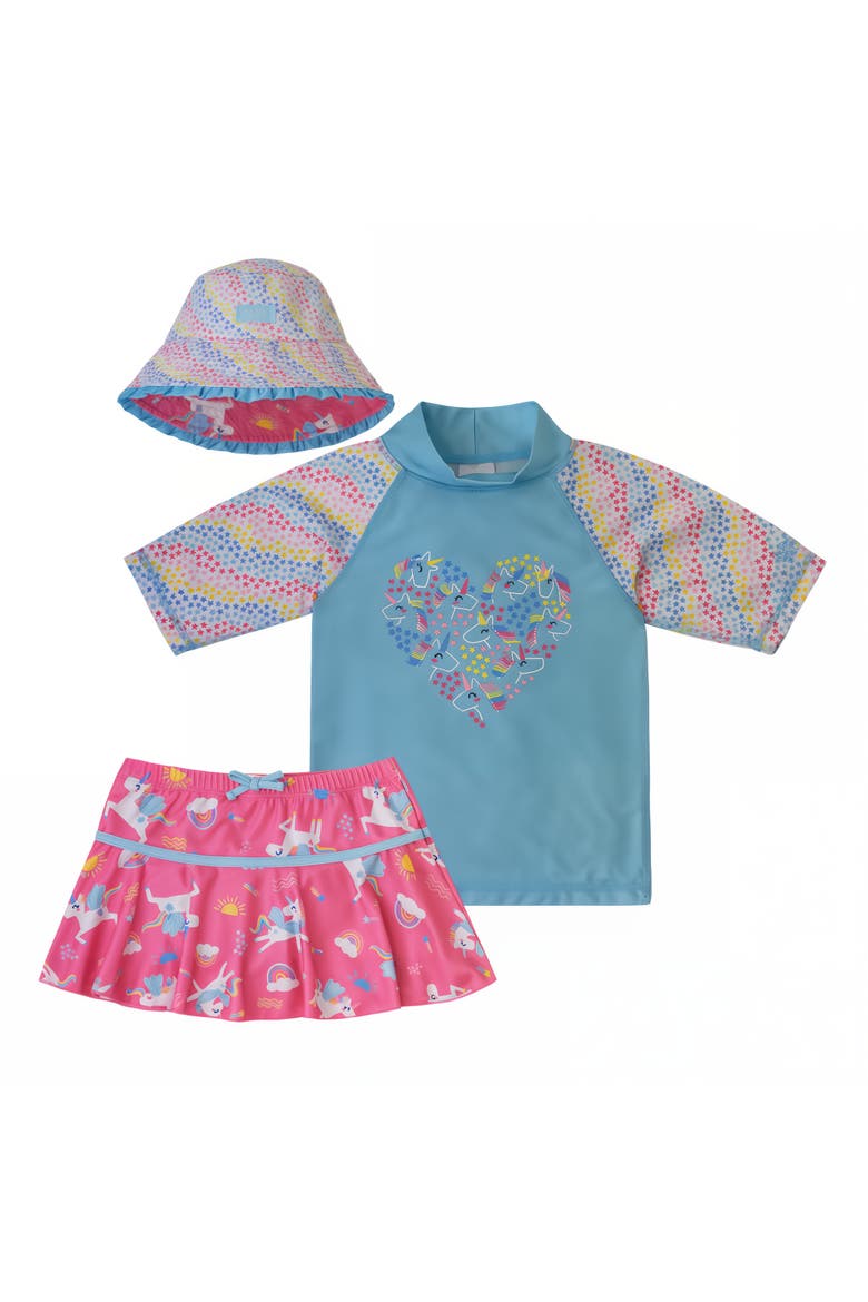 3PC Sun & Swim Set, Alternate, color, Blue Hearts Unicorn