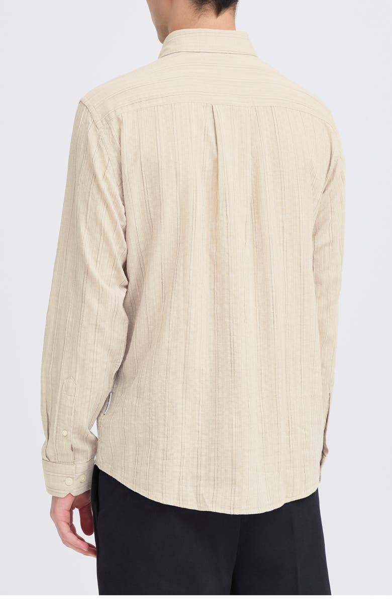 CASUAL FRIDAY Stripe Regular Fit Cotton Blend Button-Up Shirt, Alternate, color, Island Fossil