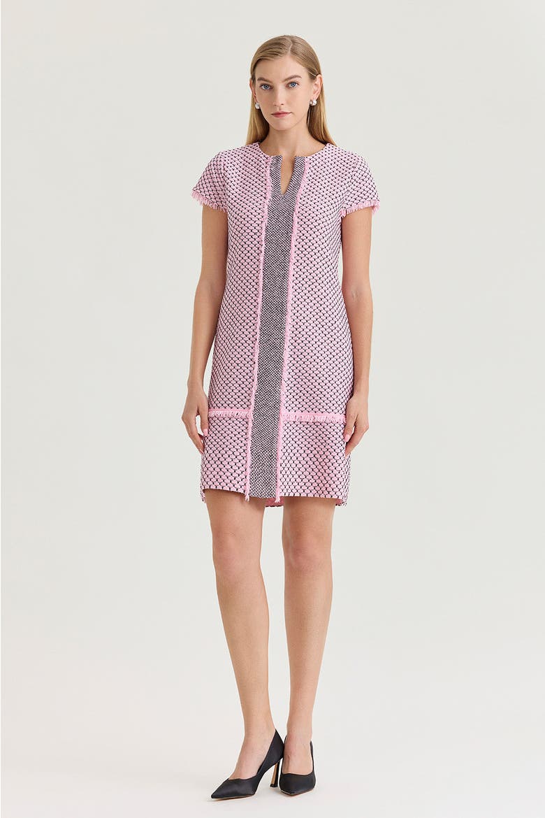 Family Savvy Shell Stitch Knit Sheath Dress, Main, color, Perfect Pink/Black
