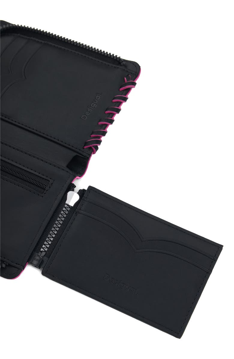 Desigual Faux Leather Wallet, Alternate, color, Black