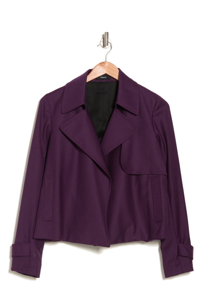 Menefer Wool Flannel Trench Jacket, Alternate, color, PLUM