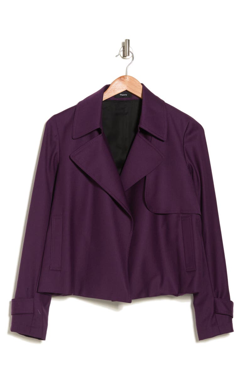 Theory Menefer Wool Flannel Trench Jacket, Alternate, color, 