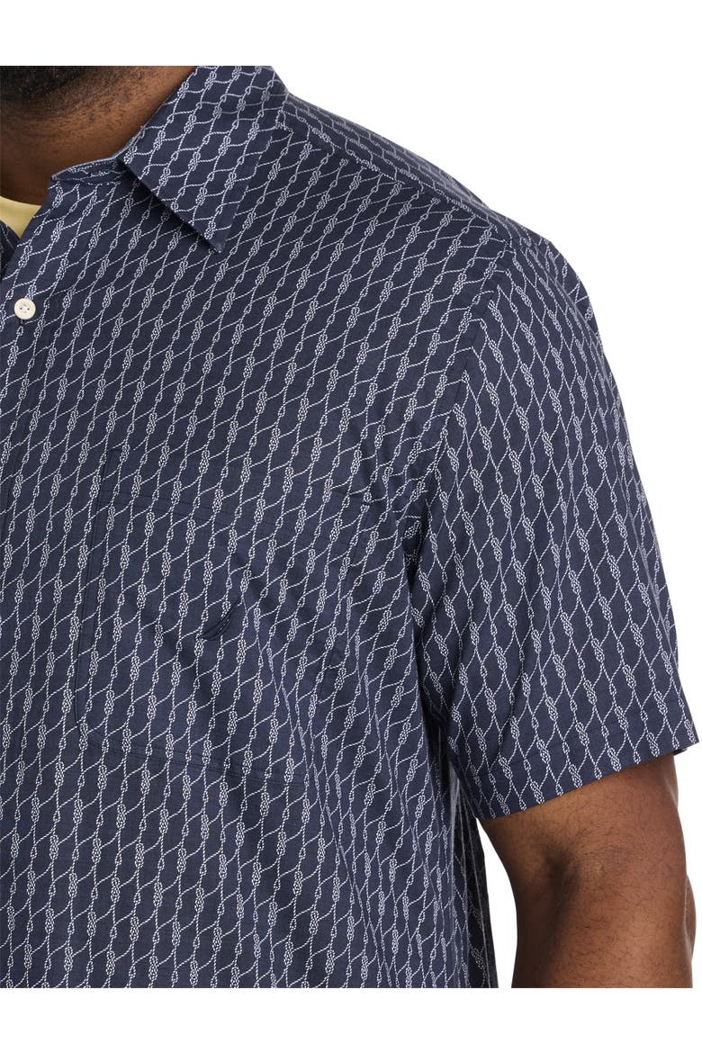 Big & Tall Rope-Printed Sport Shirt, Alternate, color, NAVY SEAS