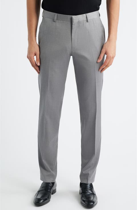Genius Slim Fit Flat Front Virgin Wool Dress Pants