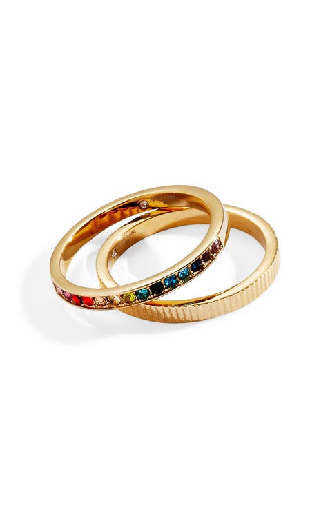 Rainbow Ombre Pave Ring Set