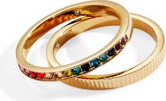 Alex and Ani Rainbow Ombre Pave Ring Set
